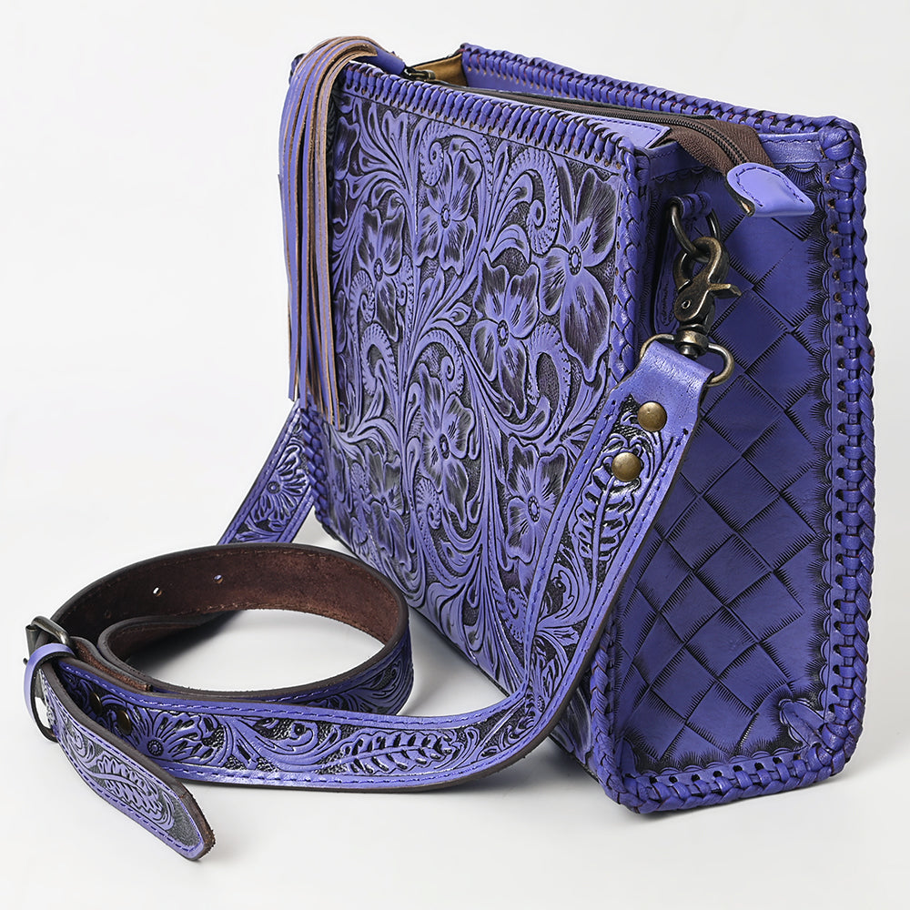 ADBG1235 American Darling Hand-Tooled Western Leather Crossbody Bag - Genuine Floral Carved Artisan Purse