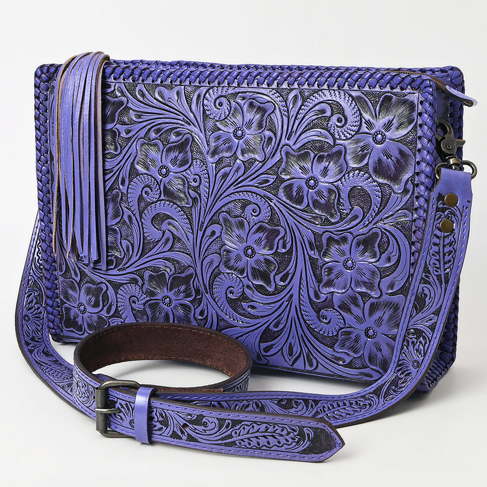 ADBG1235 American Darling Hand-Tooled Western Leather Crossbody Bag - Genuine Floral Carved Artisan Purse