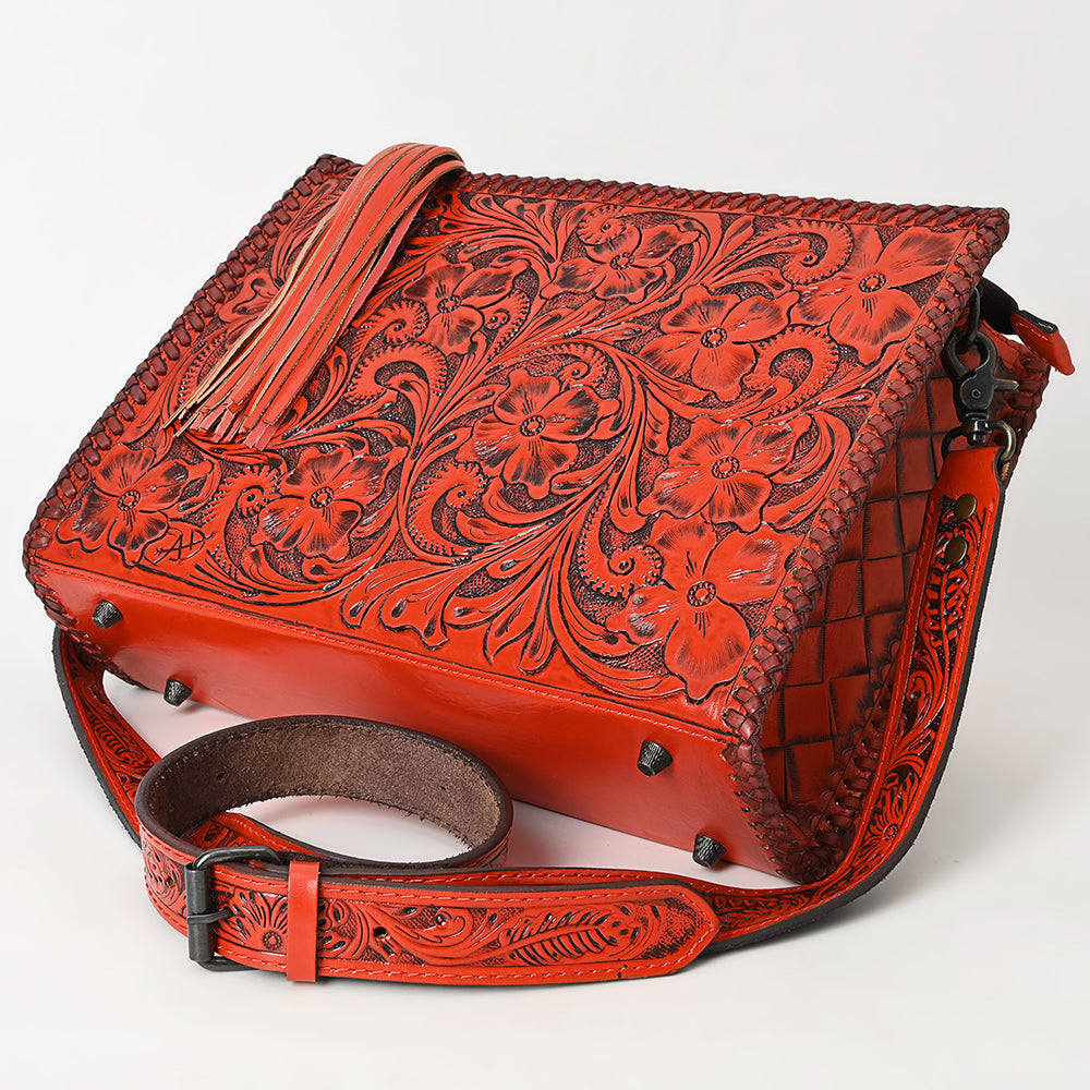 ADBG1235 American Darling Hand-Tooled Western Leather Crossbody Bag - Genuine Floral Carved Artisan Purse