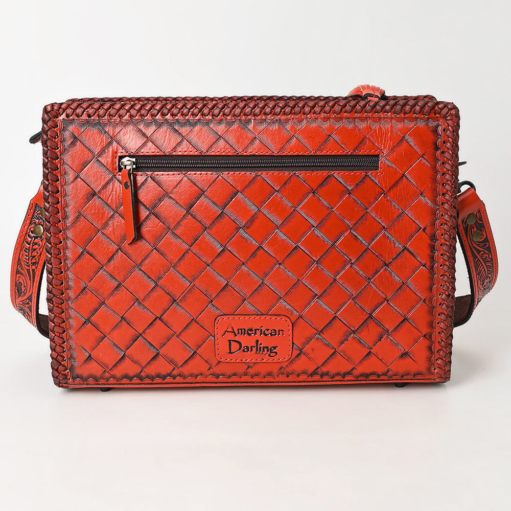 ADBG1235 American Darling Hand-Tooled Western Leather Crossbody Bag - Genuine Floral Carved Artisan Purse