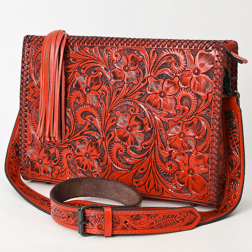 ADBG1235 American Darling Hand-Tooled Western Leather Crossbody Bag - Genuine Floral Carved Artisan Purse