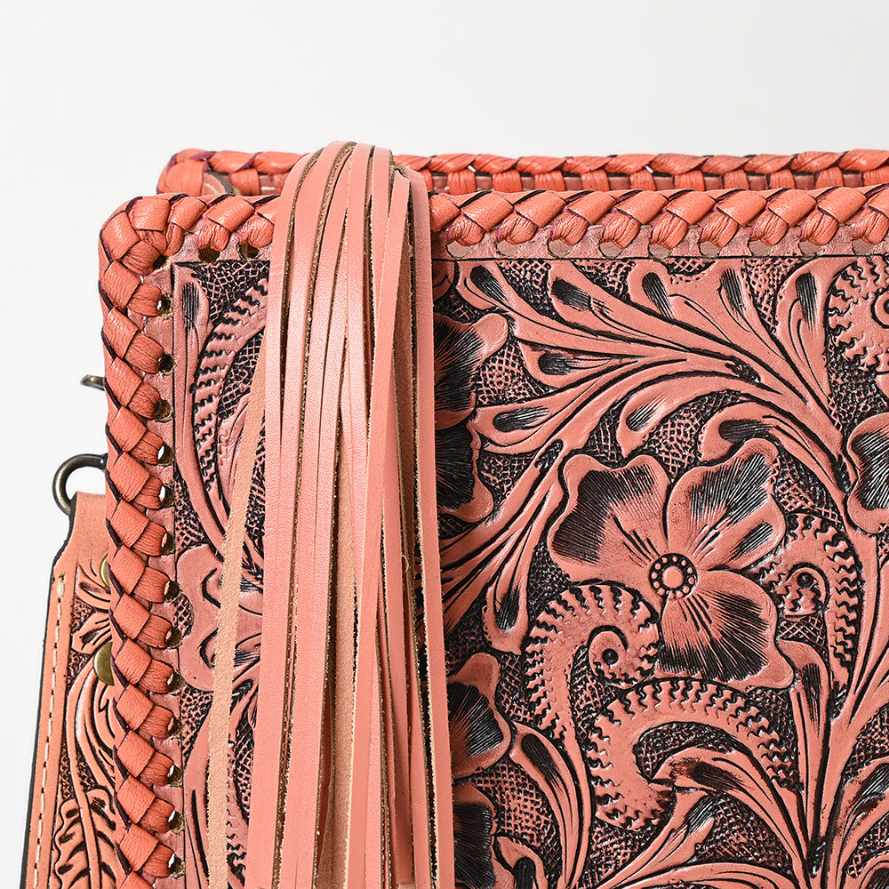ADBG1235 American Darling Hand-Tooled Western Leather Crossbody Bag - Genuine Floral Carved Artisan Purse
