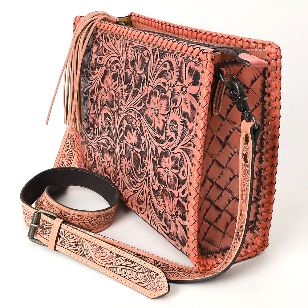 ADBG1235 American Darling Hand-Tooled Western Leather Crossbody Bag - Genuine Floral Carved Artisan Purse