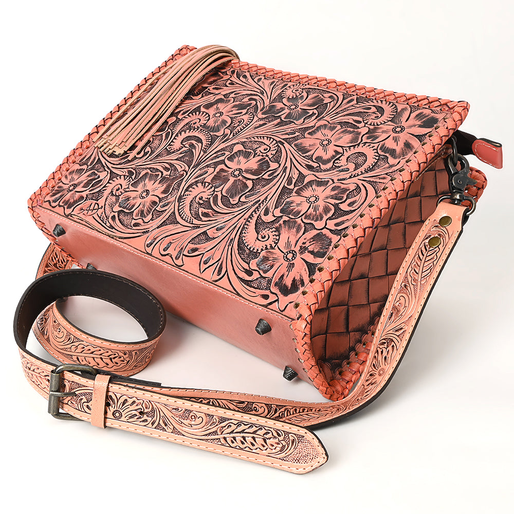 ADBG1235 American Darling Hand-Tooled Western Leather Crossbody Bag - Genuine Floral Carved Artisan Purse