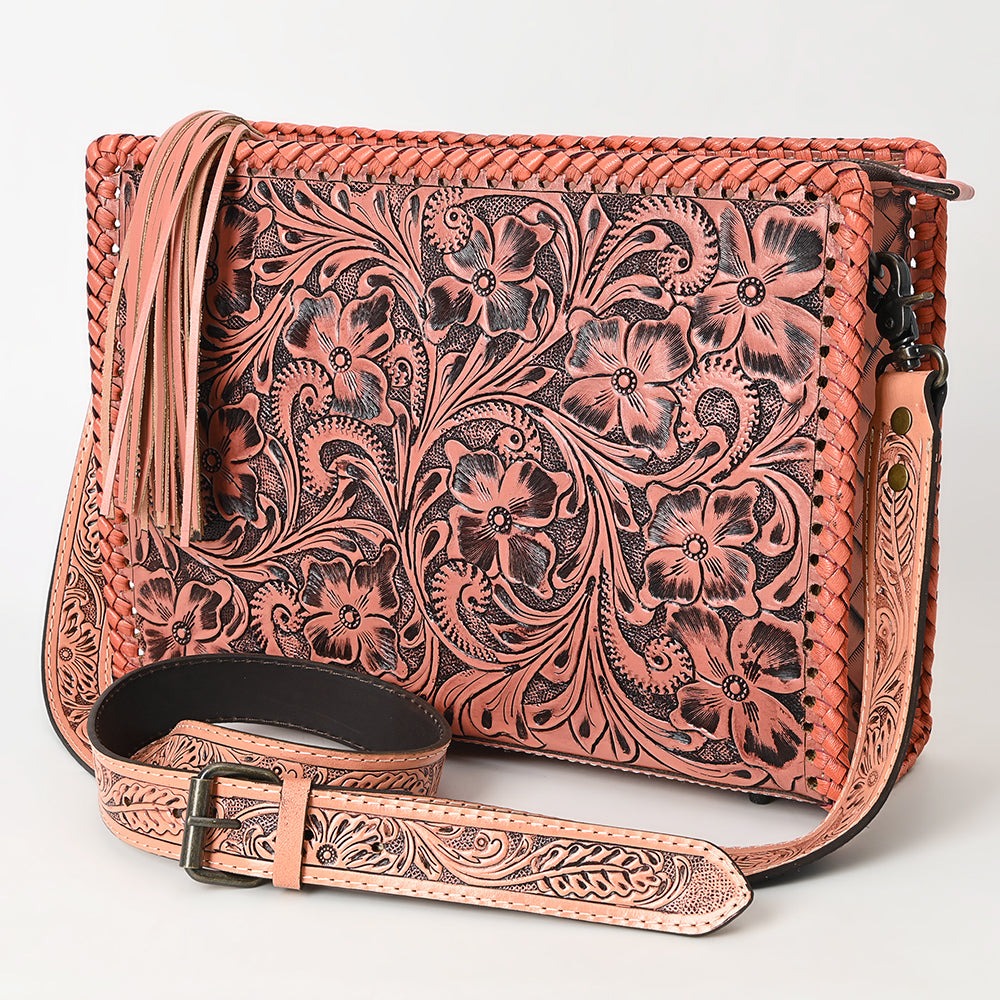 ADBG1235 American Darling Hand-Tooled Western Leather Crossbody Bag - Genuine Floral Carved Artisan Purse