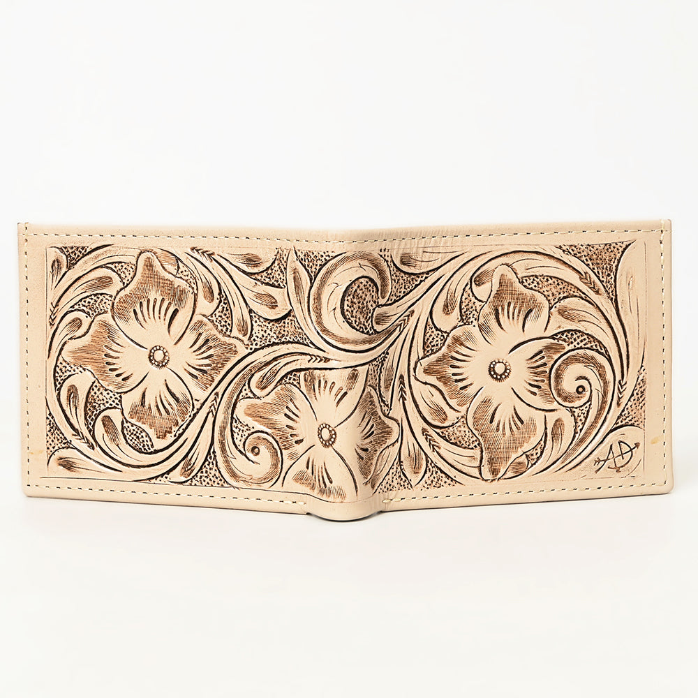 ADBG1236 American Darling Hand Tooled Leather Bifold Wallet | Floral Carved Purse