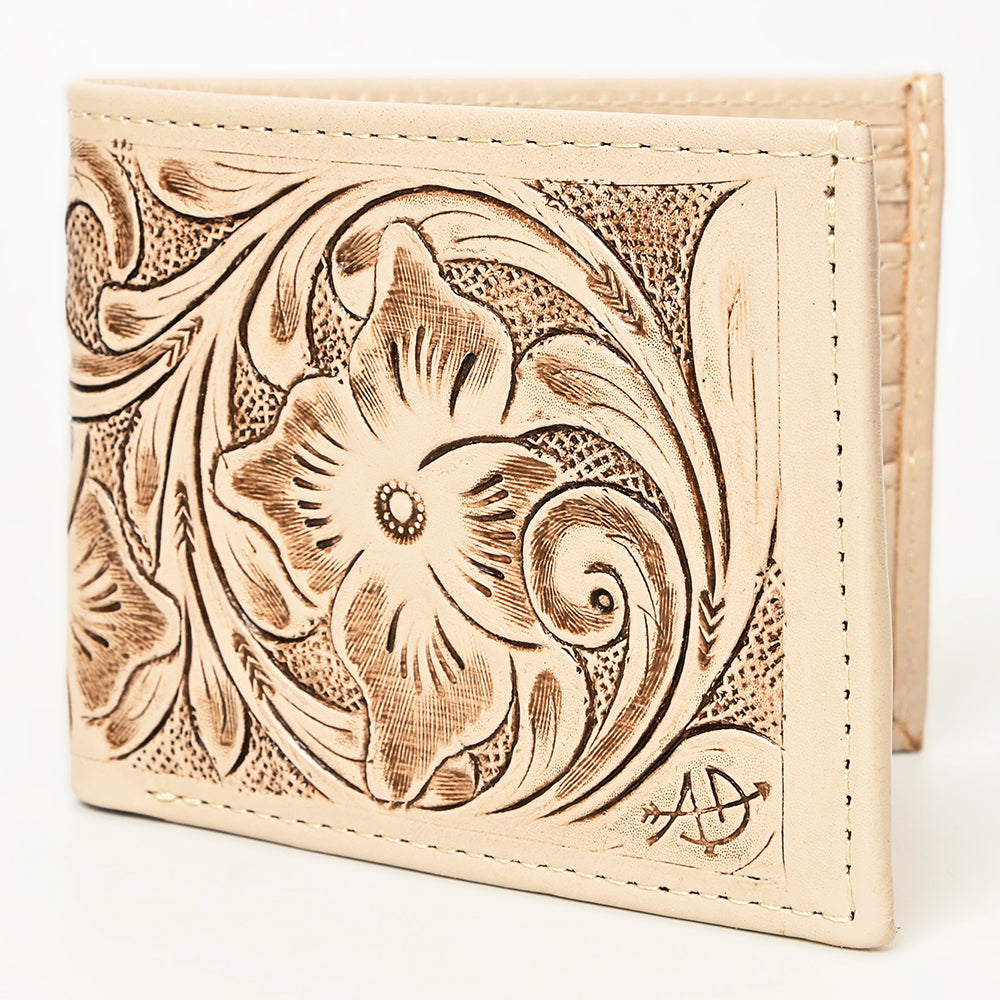 ADBG1236 American Darling Hand Tooled Leather Bifold Wallet | Floral Carved Purse