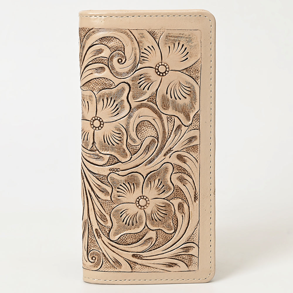 ADBG1269 American Darling Hand-Tooled Genuine Leather Western Wallet Handbag - Floral Carved Women’s Wallet
