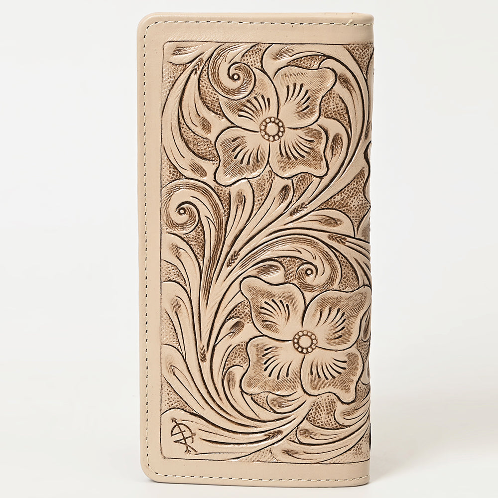 ADBG1269 American Darling Hand-Tooled Genuine Leather Western Wallet Handbag - Floral Carved Women’s Wallet