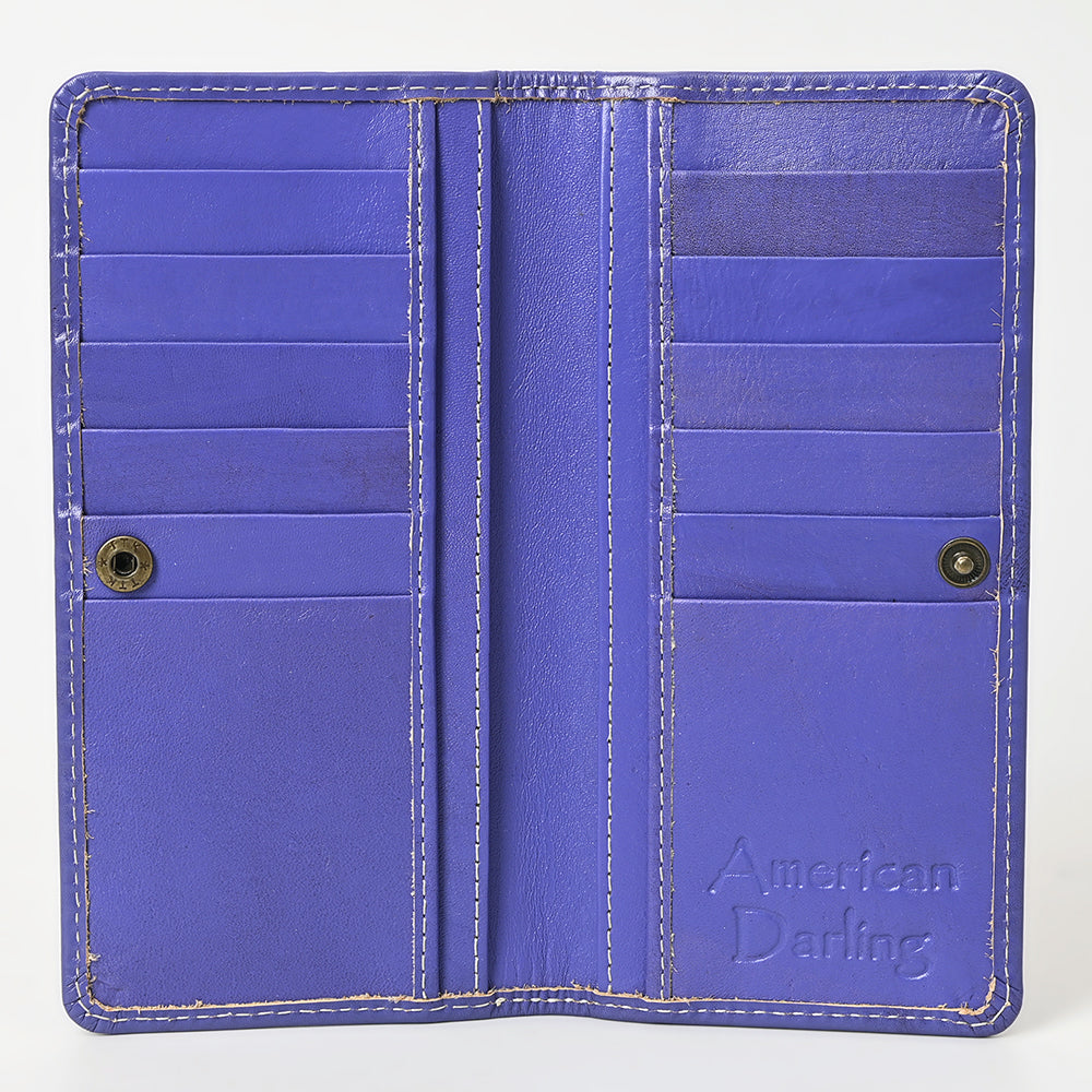 ADBG1269 American Darling Hand-Tooled Genuine Leather Western Wallet Handbag - Floral Carved Women’s Wallet