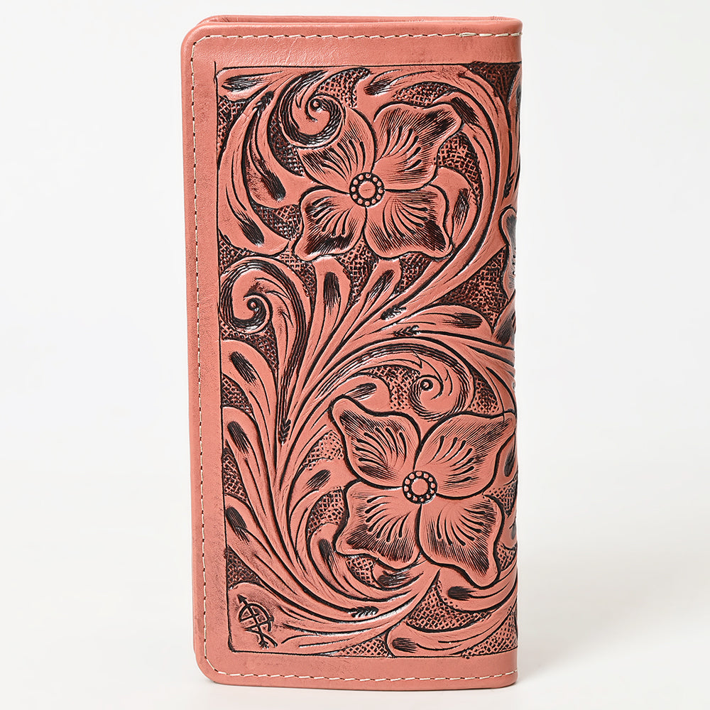 ADBG1269 American Darling Hand-Tooled Genuine Leather Western Wallet Handbag - Floral Carved Women’s Wallet