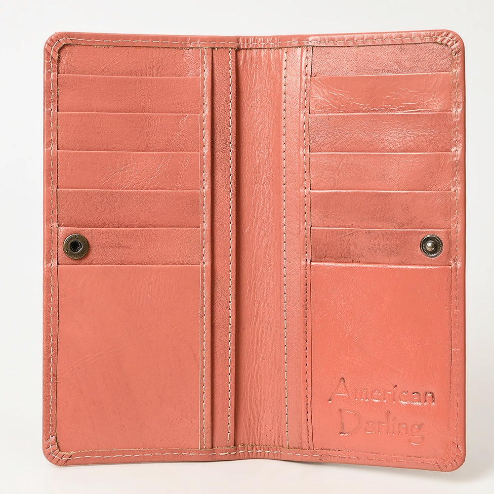 ADBG1269 American Darling Hand-Tooled Genuine Leather Western Wallet Handbag - Floral Carved Women’s Wallet