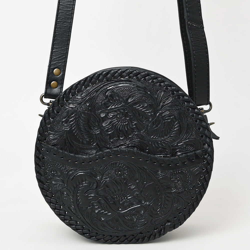 ADBG1461 American Darling Western Leather Canteen Bag with Hand-Tooled Floral Detailing - Genuine Leather Crossbody