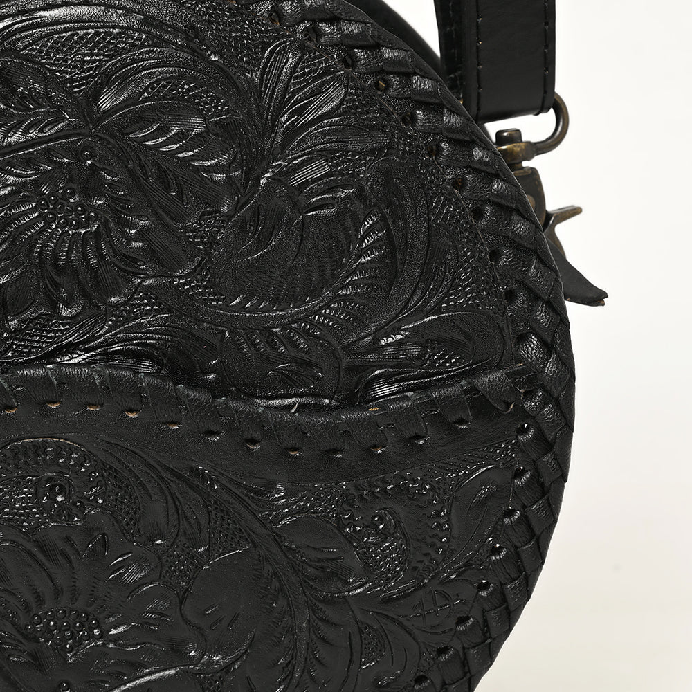 ADBG1461 American Darling Western Leather Canteen Bag with Hand-Tooled Floral Detailing - Genuine Leather Crossbody