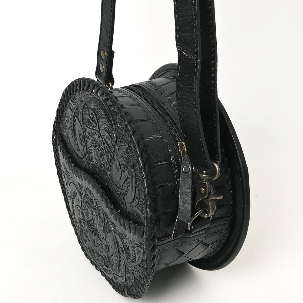ADBG1461 American Darling Western Leather Canteen Bag with Hand-Tooled Floral Detailing - Genuine Leather Crossbody