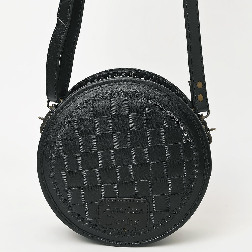 ADBG1461 American Darling Western Leather Canteen Bag with Hand-Tooled Floral Detailing - Genuine Leather Crossbody