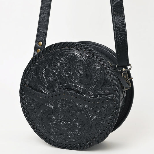 ADBG1461 American Darling Western Leather Canteen Bag with Hand-Tooled Floral Detailing - Genuine Leather Crossbody
