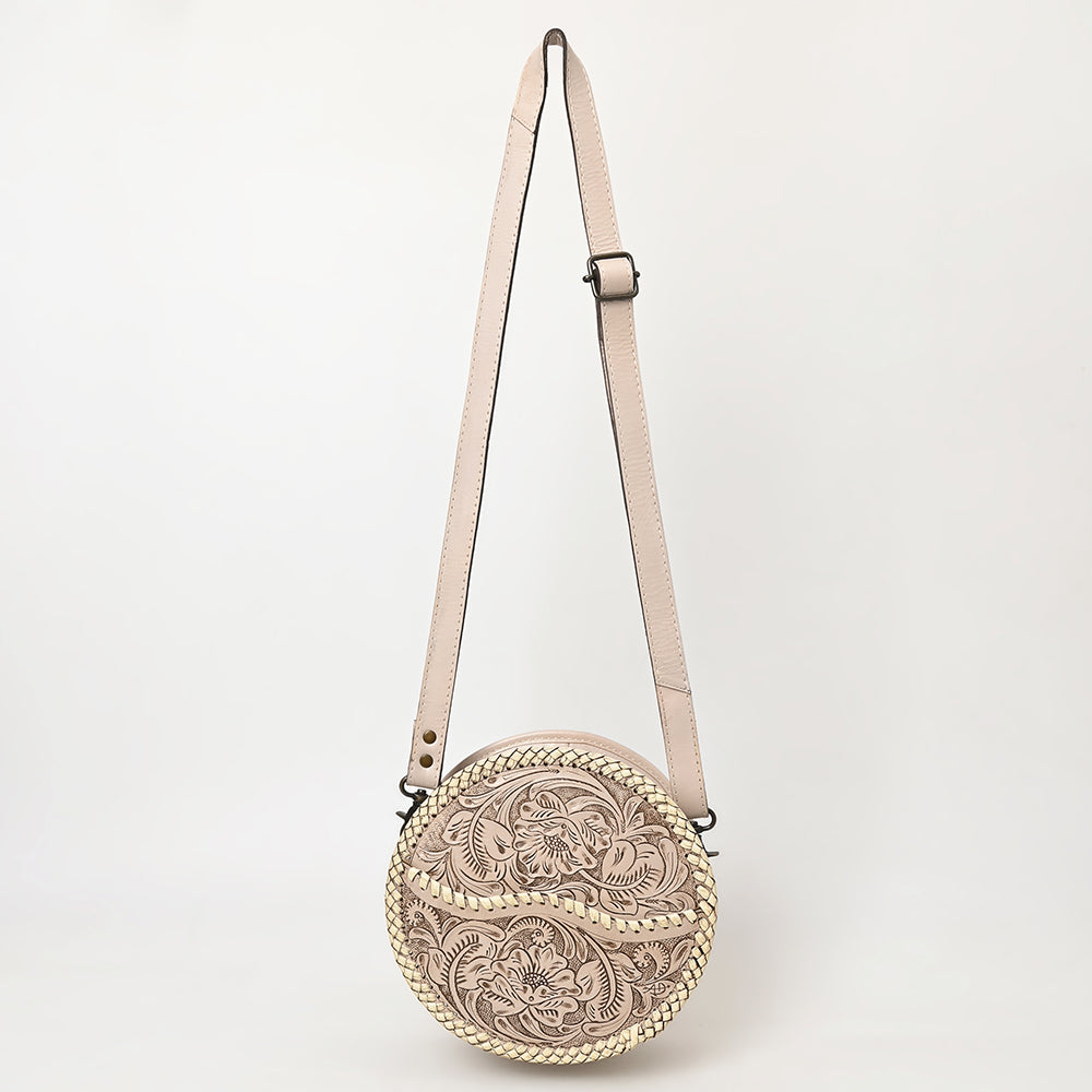 ADBG1461 American Darling Western Leather Canteen Bag with Hand-Tooled Floral Detailing - Genuine Leather Crossbody