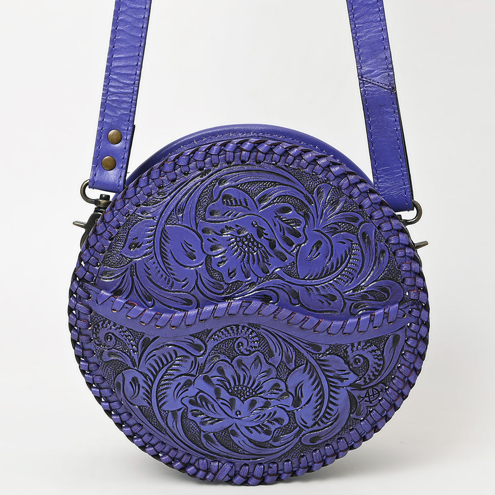 ADBG1461 American Darling Western Leather Canteen Bag with Hand-Tooled Floral Detailing - Genuine Leather Crossbody