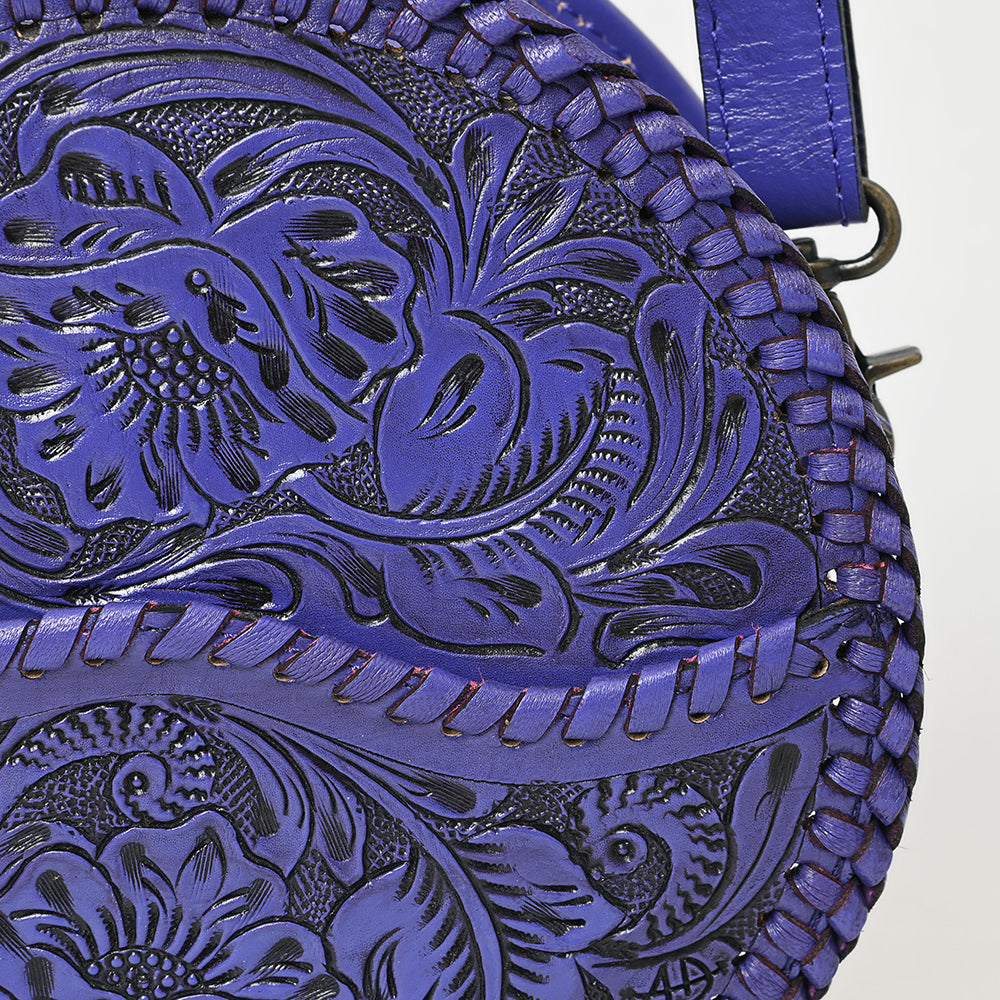 ADBG1461 American Darling Western Leather Canteen Bag with Hand-Tooled Floral Detailing - Genuine Leather Crossbody