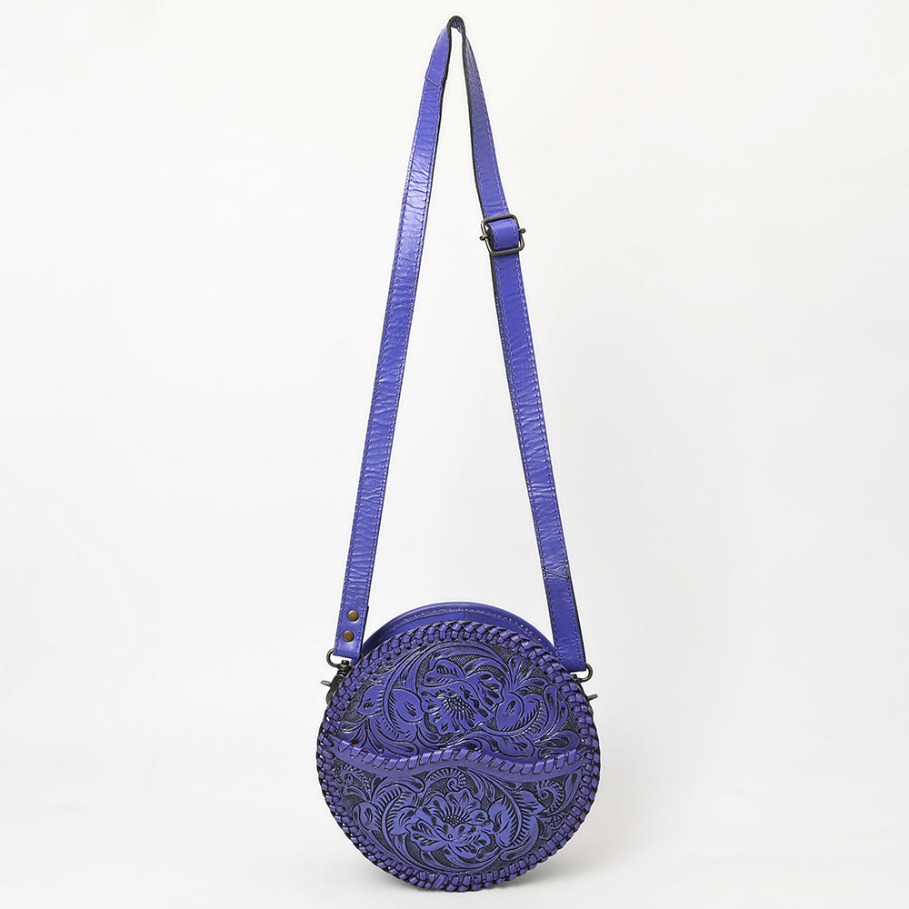 ADBG1461 American Darling Western Leather Canteen Bag with Hand-Tooled Floral Detailing - Genuine Leather Crossbody