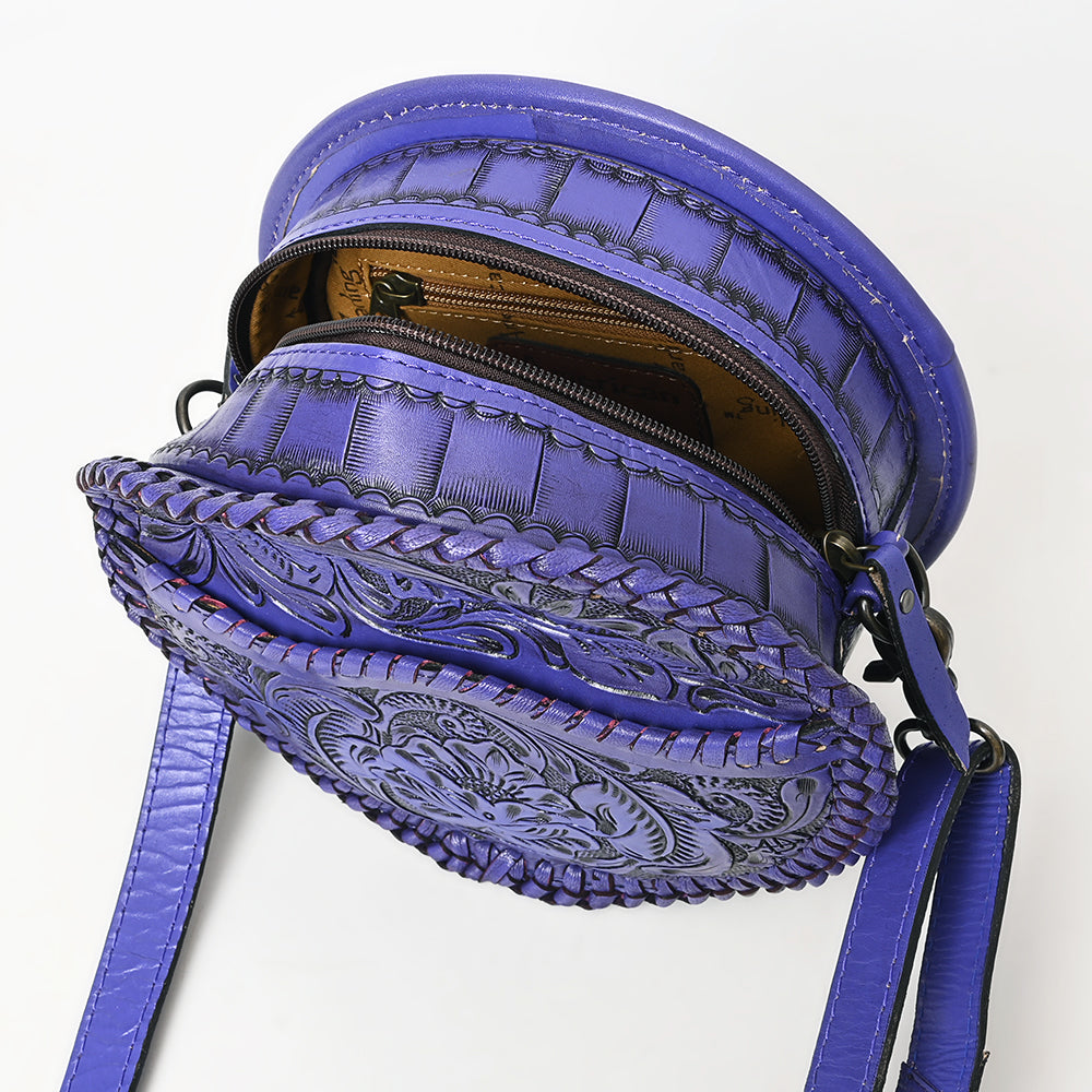 ADBG1461 American Darling Western Leather Canteen Bag with Hand-Tooled Floral Detailing - Genuine Leather Crossbody