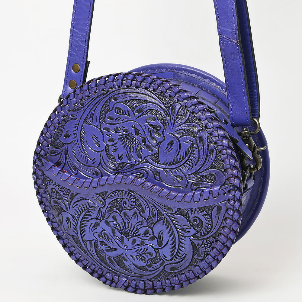 ADBG1461 American Darling Western Leather Canteen Bag with Hand-Tooled Floral Detailing - Genuine Leather Crossbody