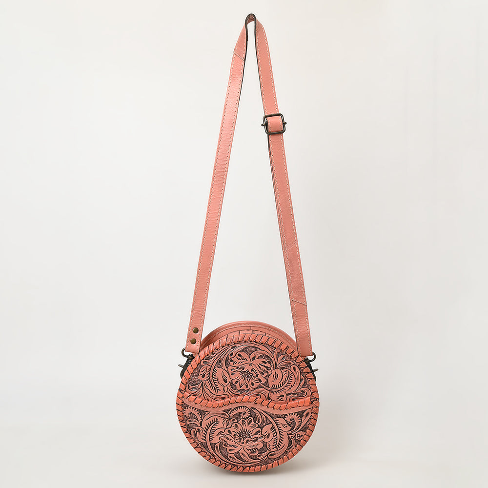 ADBG1461 American Darling Western Leather Canteen Bag with Hand-Tooled Floral Detailing - Genuine Leather Crossbody