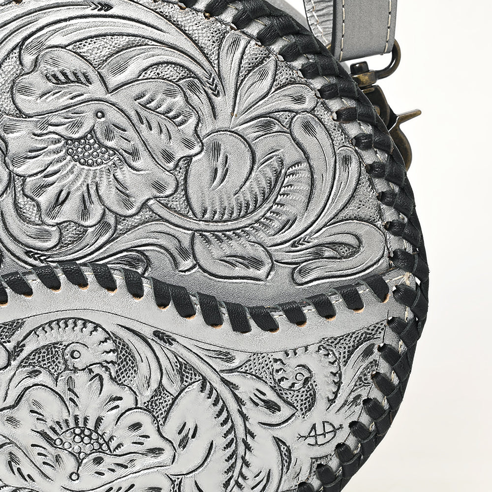 ADBG1461 American Darling Western Leather Canteen Bag with Hand-Tooled Floral Detailing - Genuine Leather Crossbody