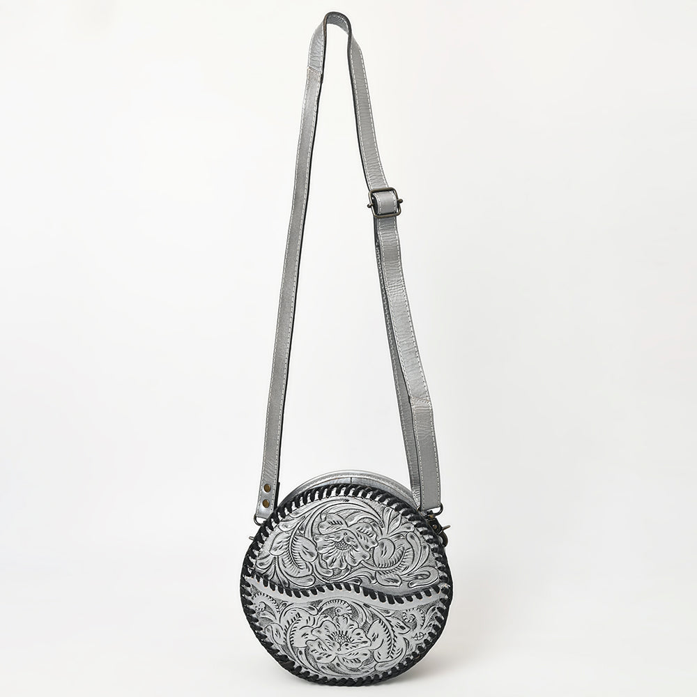 ADBG1461 American Darling Western Leather Canteen Bag with Hand-Tooled Floral Detailing - Genuine Leather Crossbody