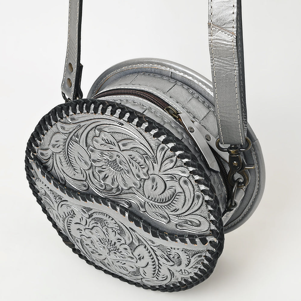 ADBG1461 American Darling Western Leather Canteen Bag with Hand-Tooled Floral Detailing - Genuine Leather Crossbody