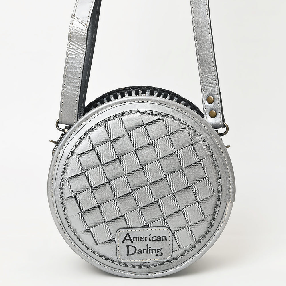 ADBG1461 American Darling Western Leather Canteen Bag with Hand-Tooled Floral Detailing - Genuine Leather Crossbody