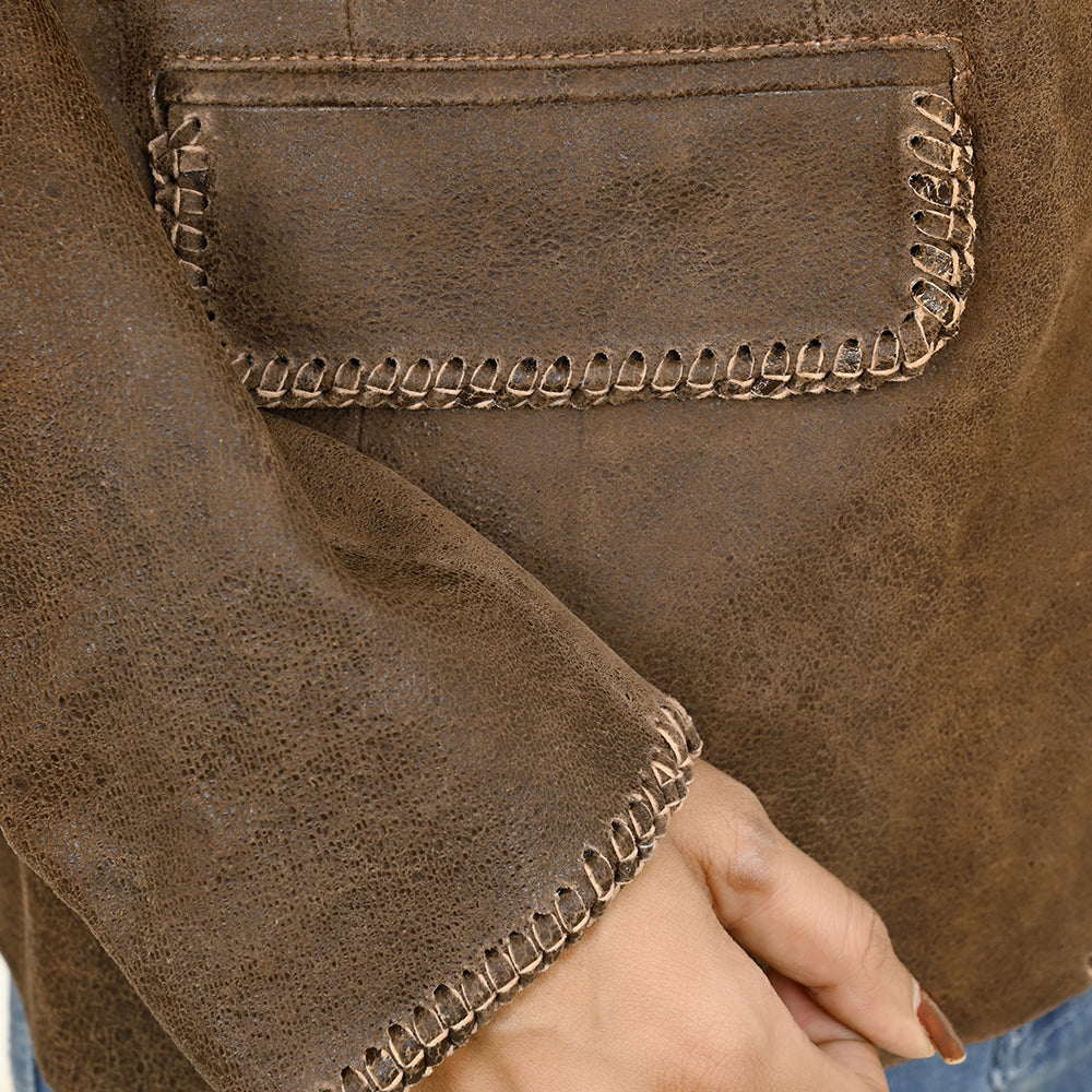 ADBZ057 Genuine Leather Women shirt Blazer jacket