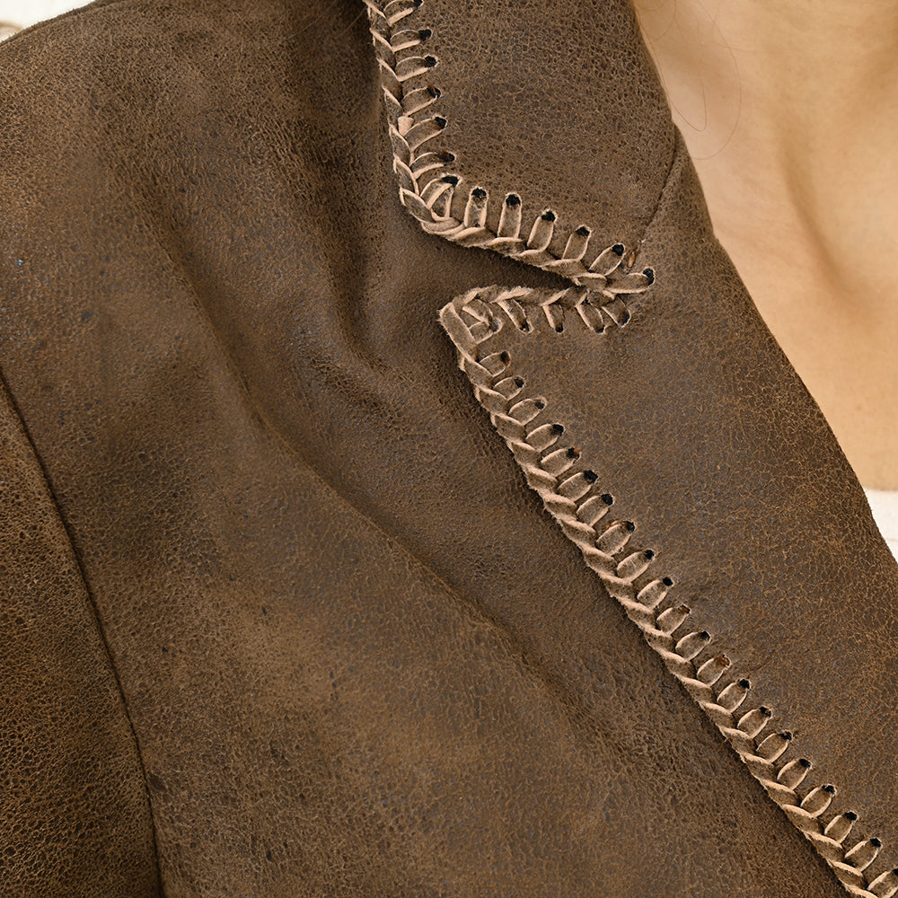 ADBZ057 Genuine Leather Women shirt Blazer jacket