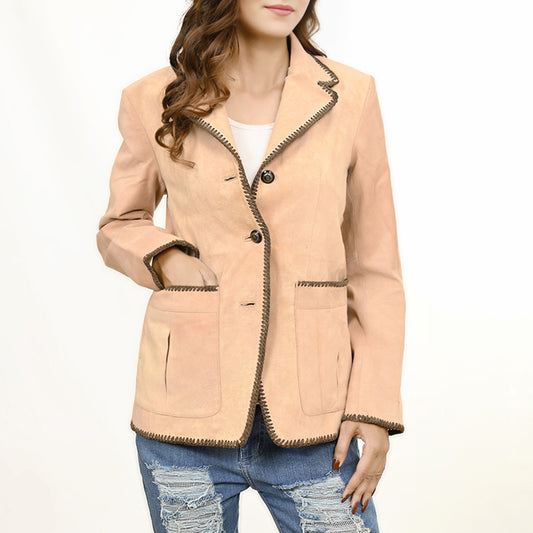 ADBZ058 Genuine Leather Women shirt Blazer jacket