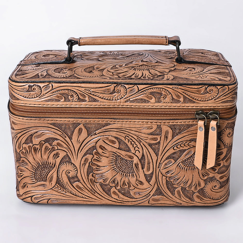 ADBG1251 American Darling Hand Tooled Leather Jewelry Case | Western Travel Bag