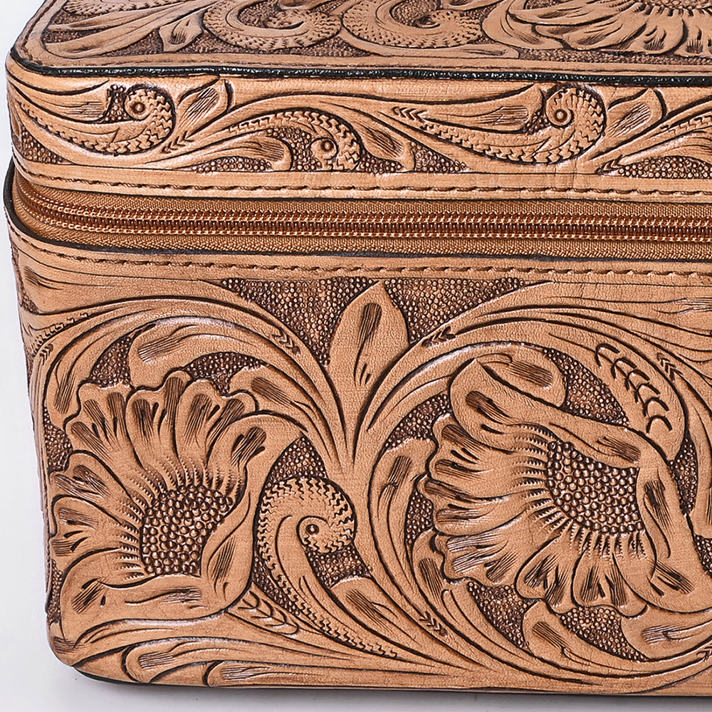 ADBG1251 American Darling Hand Tooled Leather Jewelry Case | Western Travel Bag