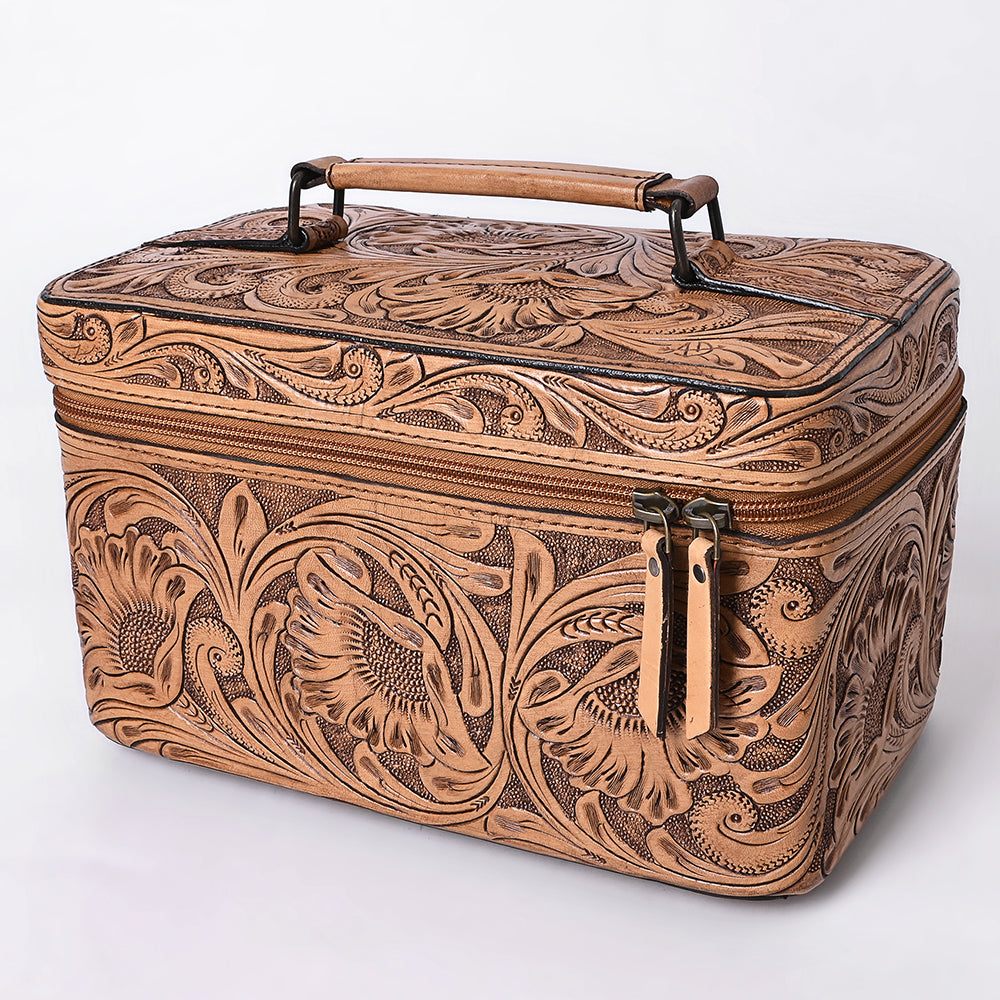 ADBG1251 American Darling Hand Tooled Leather Jewelry Case | Western Travel Bag