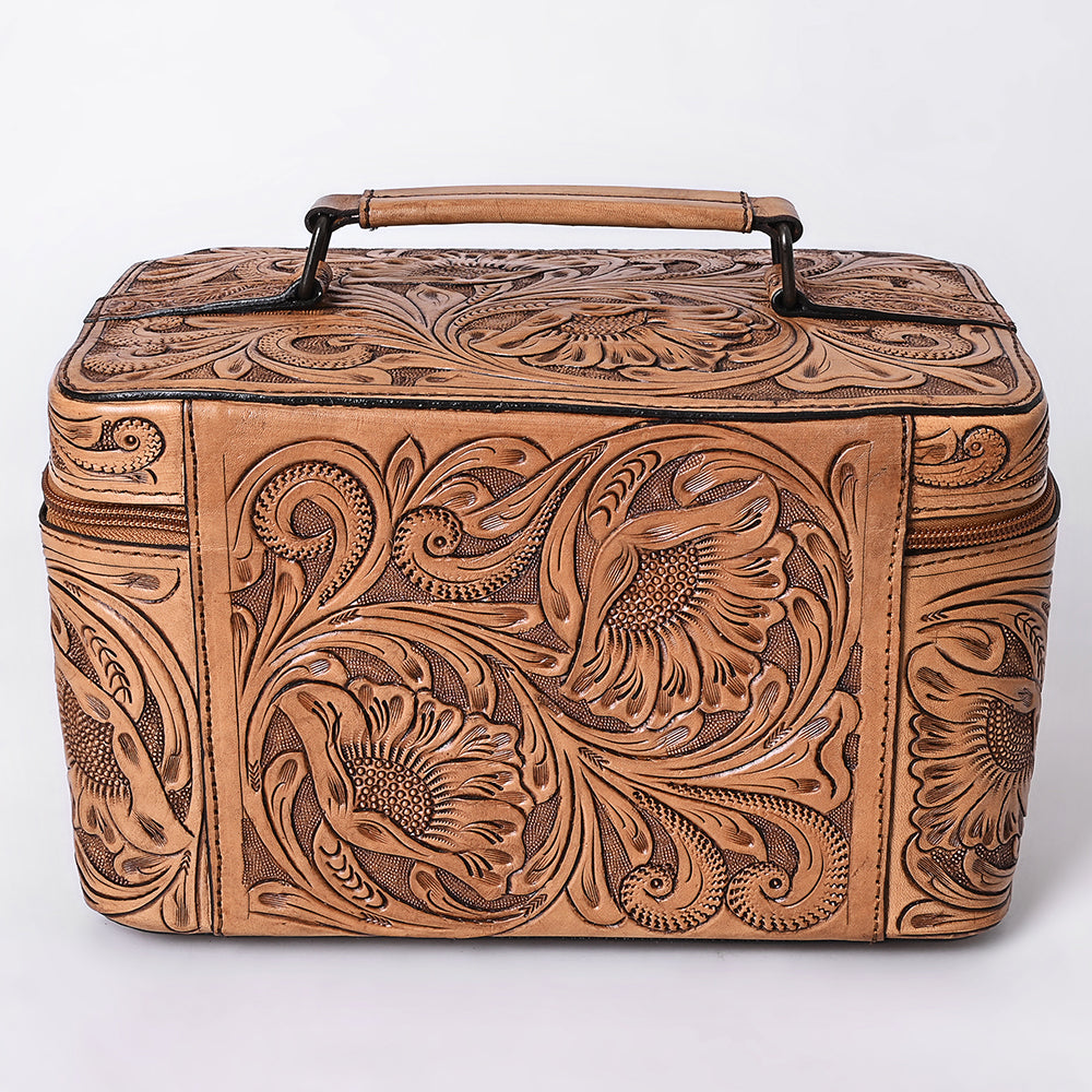 ADBG1251 American Darling Hand Tooled Leather Jewelry Case | Western Travel Bag