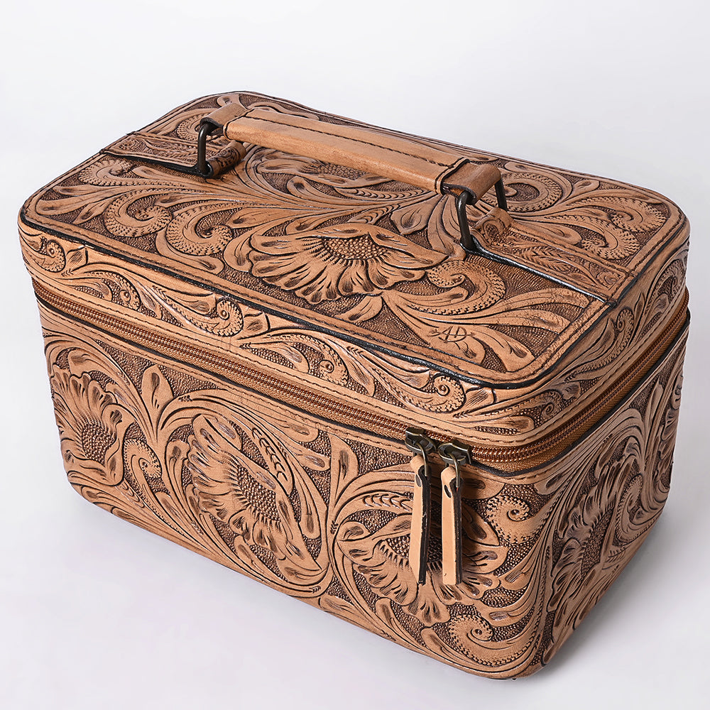 ADBG1251 American Darling Hand Tooled Leather Jewelry Case | Western Travel Bag