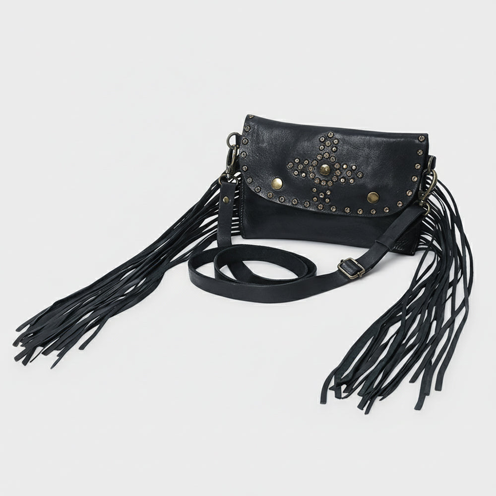 SWC147 Compact Leather Fringes Crossbody