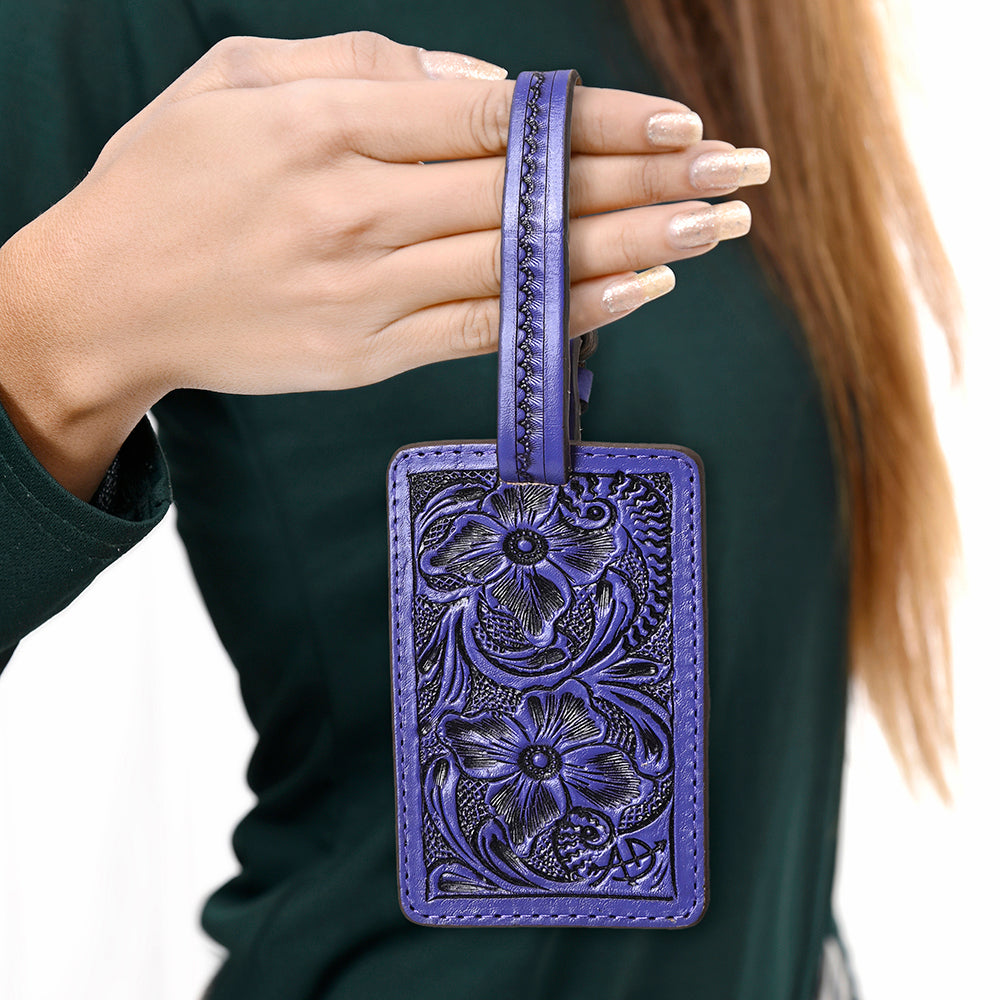 ADBG1462 American Darling Western Leather Hand-Tooled Card Holder with Strap - Genuine Leather Travel ID Tag