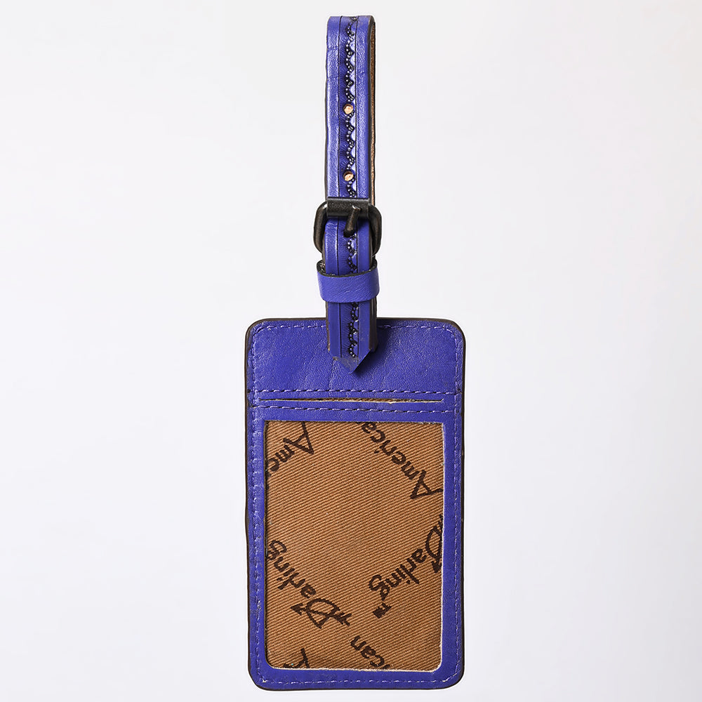 ADBG1462 American Darling Western Leather Hand-Tooled Card Holder with Strap - Genuine Leather Travel ID Tag