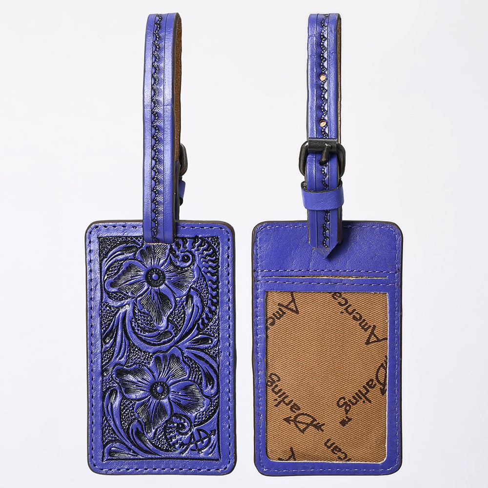 ADBG1462 American Darling Western Leather Hand-Tooled Card Holder with Strap - Genuine Leather Travel ID Tag