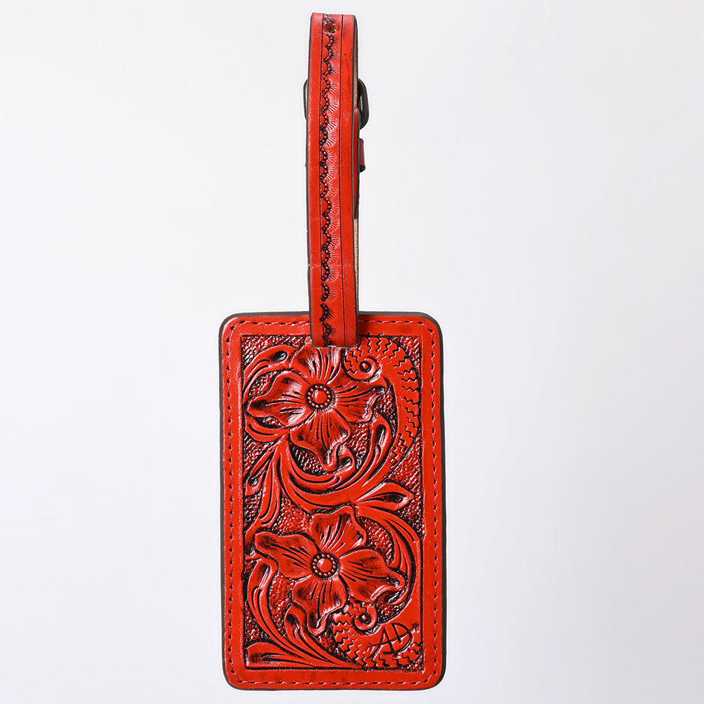 ADBG1462 American Darling Western Leather Hand-Tooled Card Holder with Strap - Genuine Leather Travel ID Tag