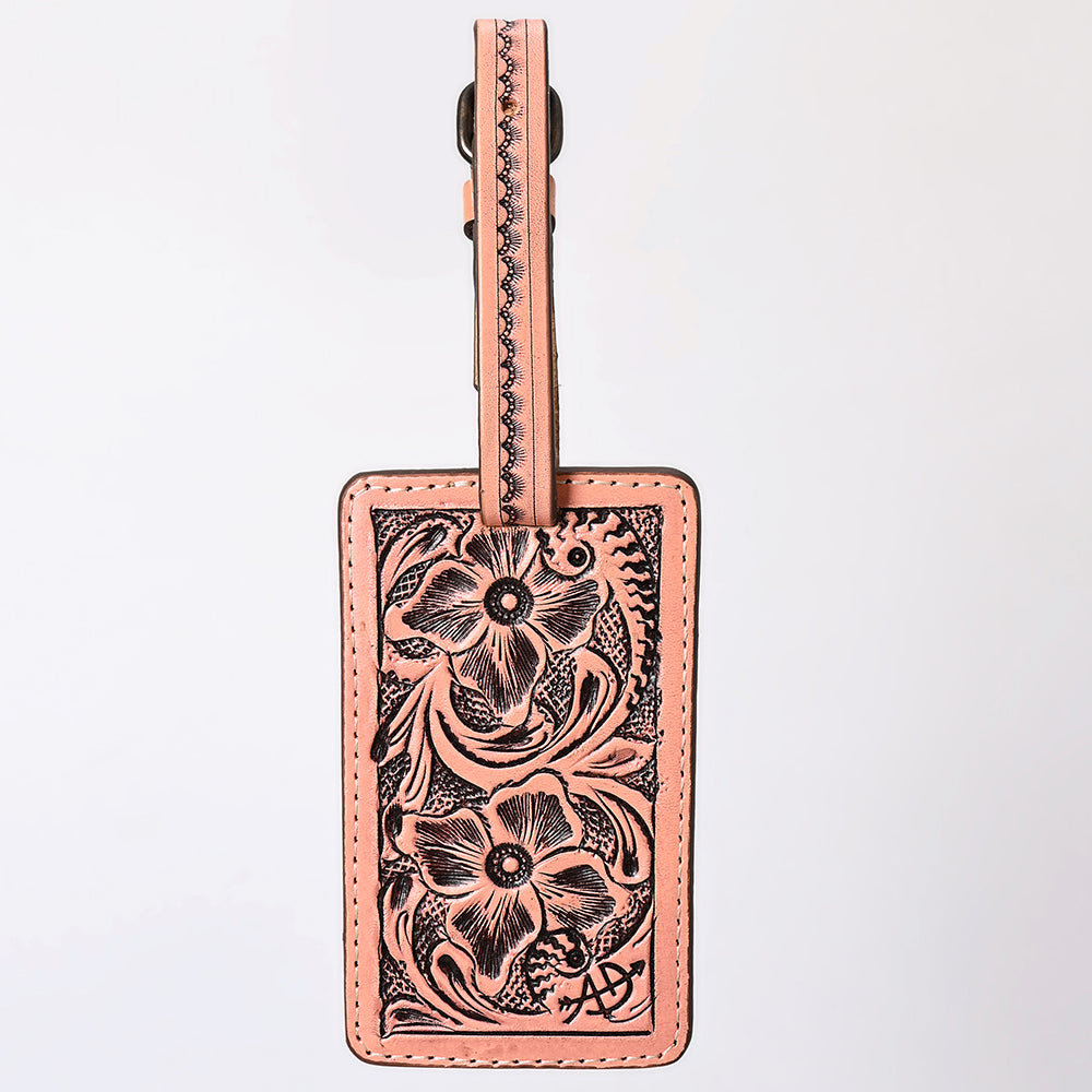 ADBG1462 American Darling Western Leather Hand-Tooled Card Holder with Strap - Genuine Leather Travel ID Tag