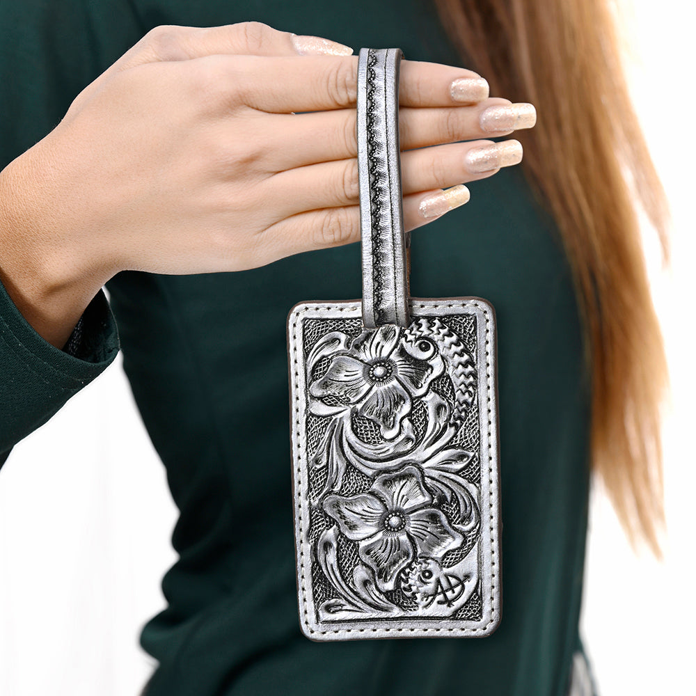 ADBG1462 American Darling Western Leather Hand-Tooled Card Holder with Strap - Genuine Leather Travel ID Tag