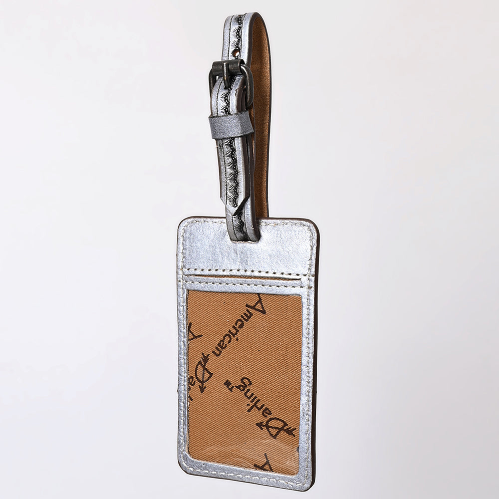 ADBG1462 American Darling Western Leather Hand-Tooled Card Holder with Strap - Genuine Leather Travel ID Tag