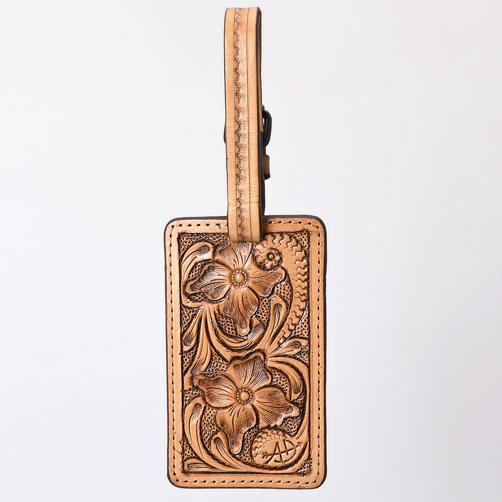 ADBG1462 American Darling Western Leather Hand-Tooled Card Holder with Strap - Genuine Leather Travel ID Tag