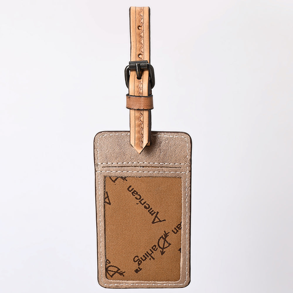 ADBG1462 American Darling Western Leather Hand-Tooled Card Holder with Strap - Genuine Leather Travel ID Tag